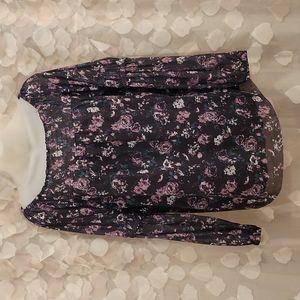 Maurices Long-sleeve Floral Flutter Blouse, Size M